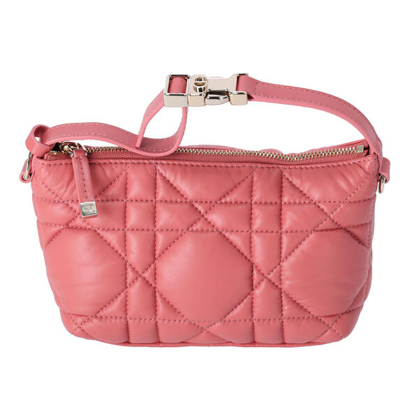 Christian Dior Nomade Pouch Small Cannage Stitching Handbag Pink Leather - Picture 1 of 7